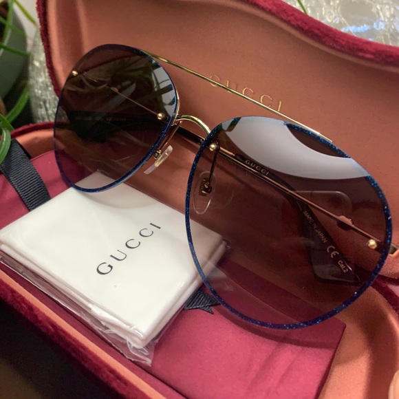 Authentic GUCCI 62 Glitter Aviator Acetate sungls